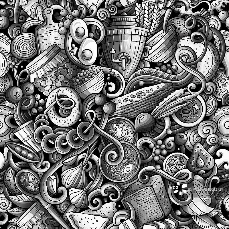 卡通可爱涂鸦手绘俄罗斯食物图片素材