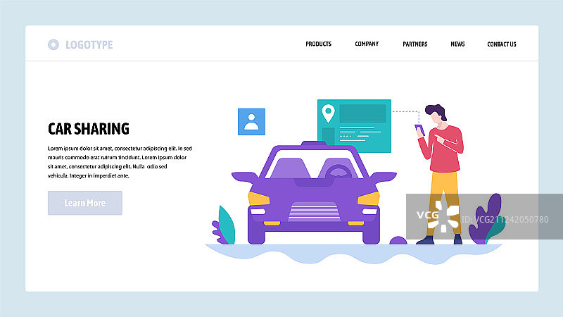 汽车共享网站设计模板图片素材