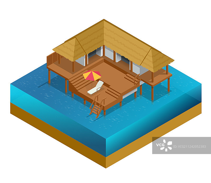 2.5D简易别墅夏季木屋图片素材