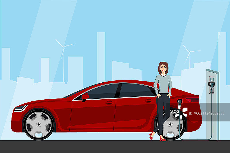 开电动汽车的女人图片素材
