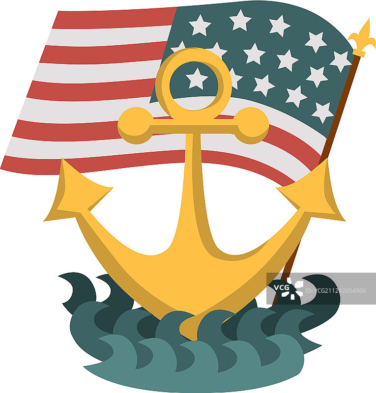 带有锚和美国国旗的哥伦布日海报图片素材