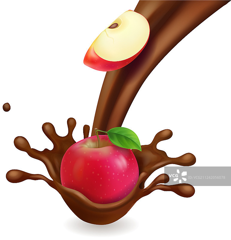 巧克力中的逼真苹果图片素材