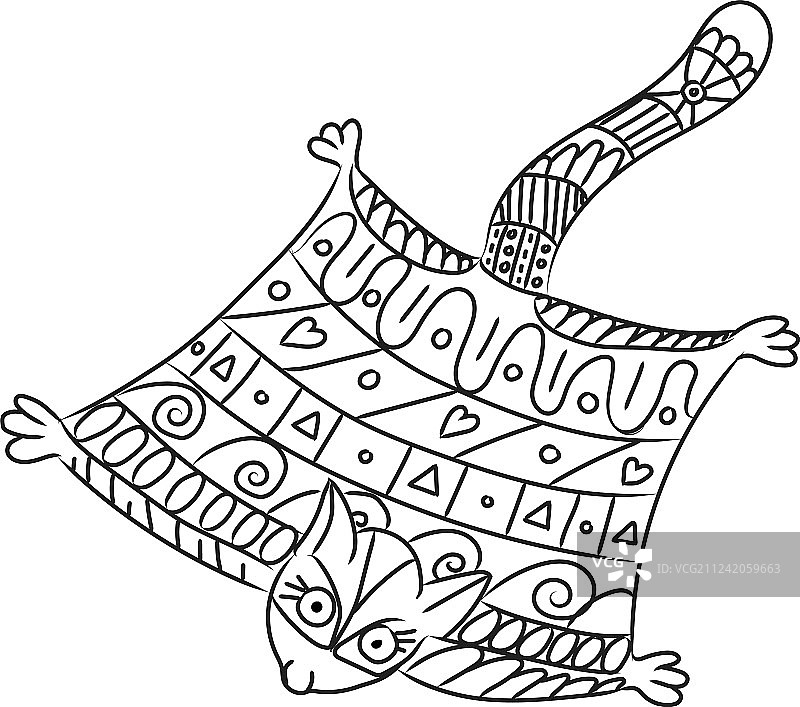 风格化的蜜袋鼯，白色背景图片素材