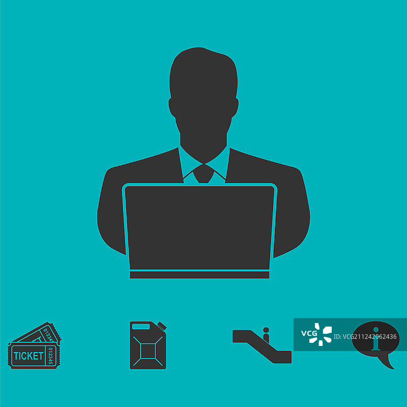 商人使用电脑图标扁平风格图片素材