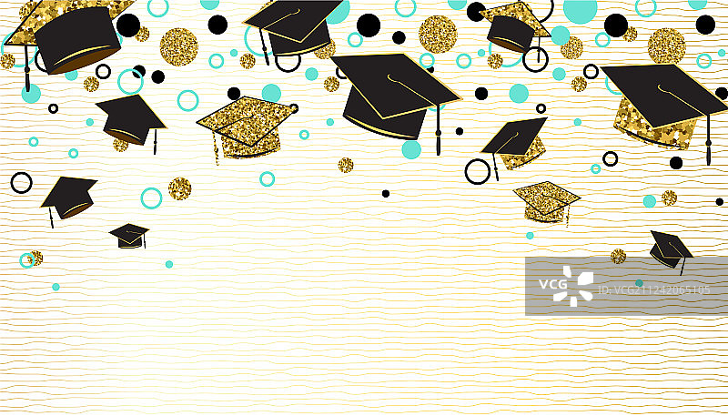 黑金色毕业文字与学士帽图片素材