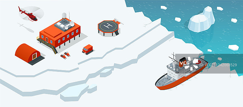 2.5D南极科考站或极地站图片素材