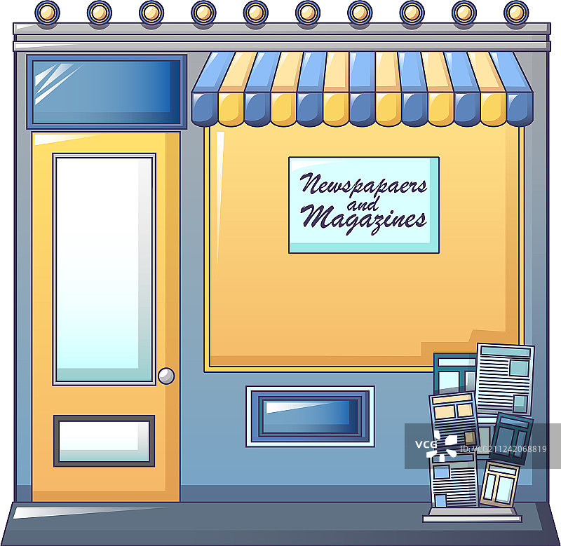 报刊亭图标卡通风格图片素材