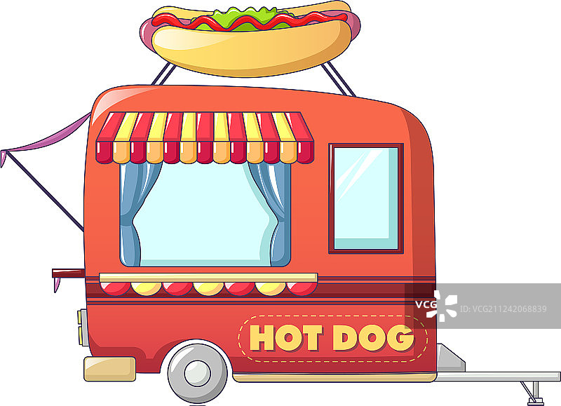 街边热狗店图标卡通风格图片素材