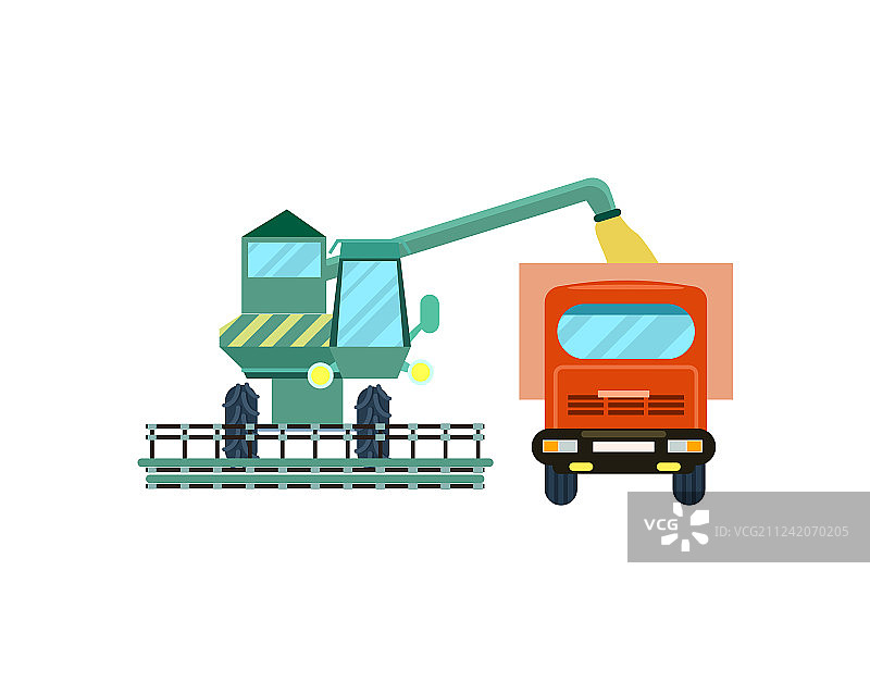 农业联合收割机与拖拉机图标图片素材