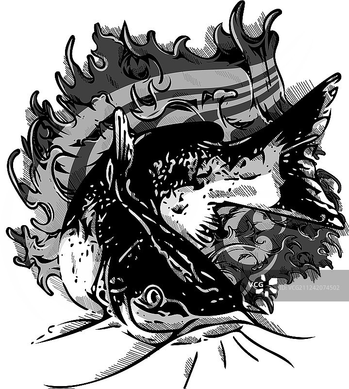 白色背景上的卡通鲶鱼图形图片素材