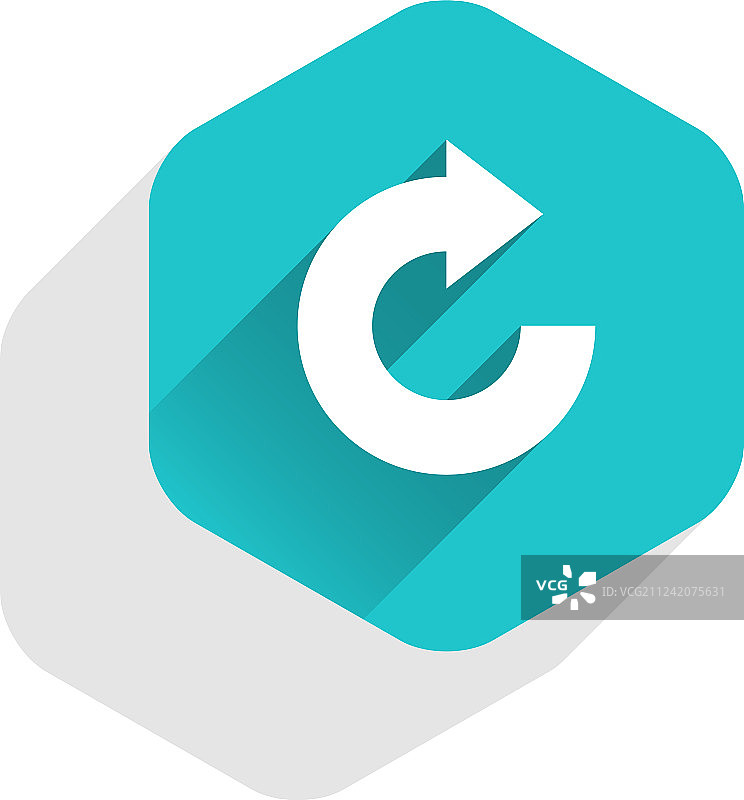 扁平箭头符号重置六边形按钮图片素材