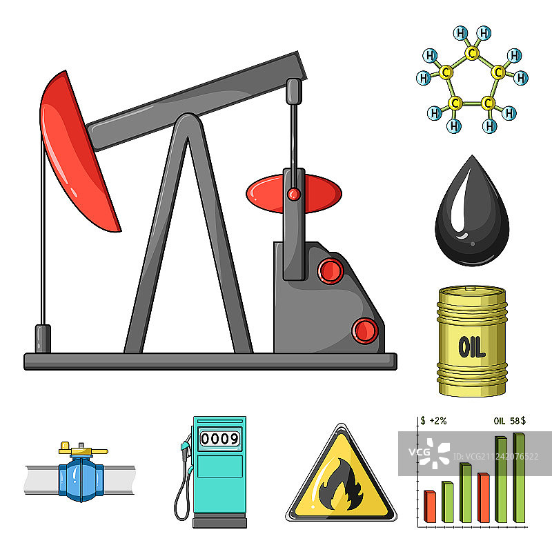石油工业卡通图标合集图片素材