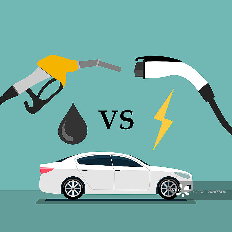 电动汽车和燃油之争图片素材