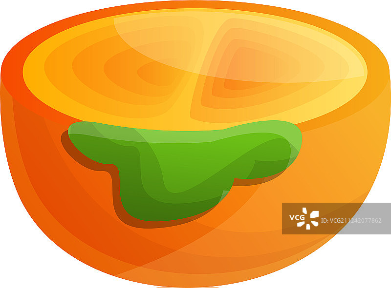 卡通风格的柿子切半图标图片素材