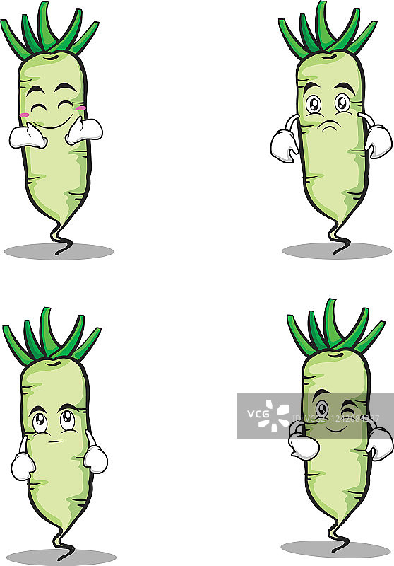 白萝卜卡通人物套装图片素材