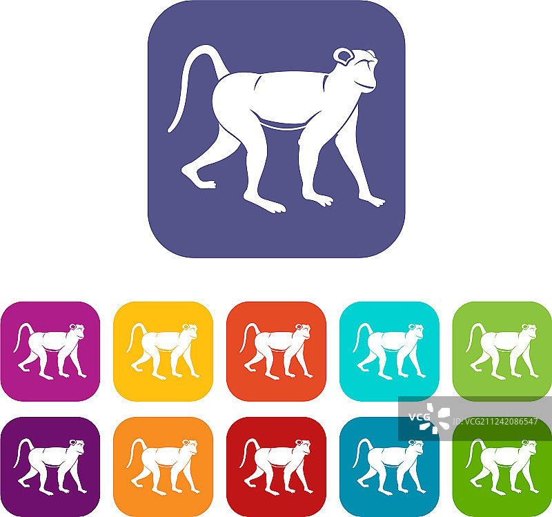 猴子图标扁平风格合集图片素材