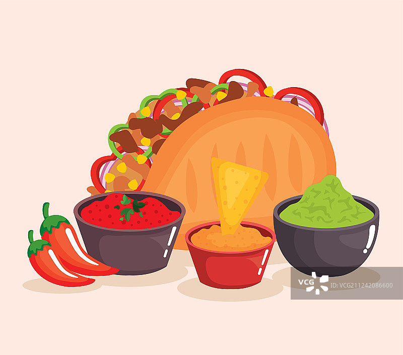 美味的墨西哥玉米卷配酱汁图片素材