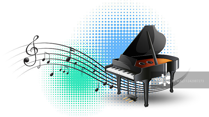 背景为音符的三角钢琴图片素材