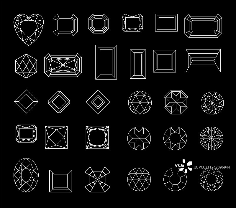 黑色背景上的菱形图案合集图片素材