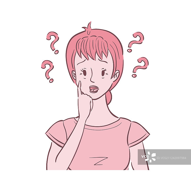 困惑的女人，头顶问号图片素材