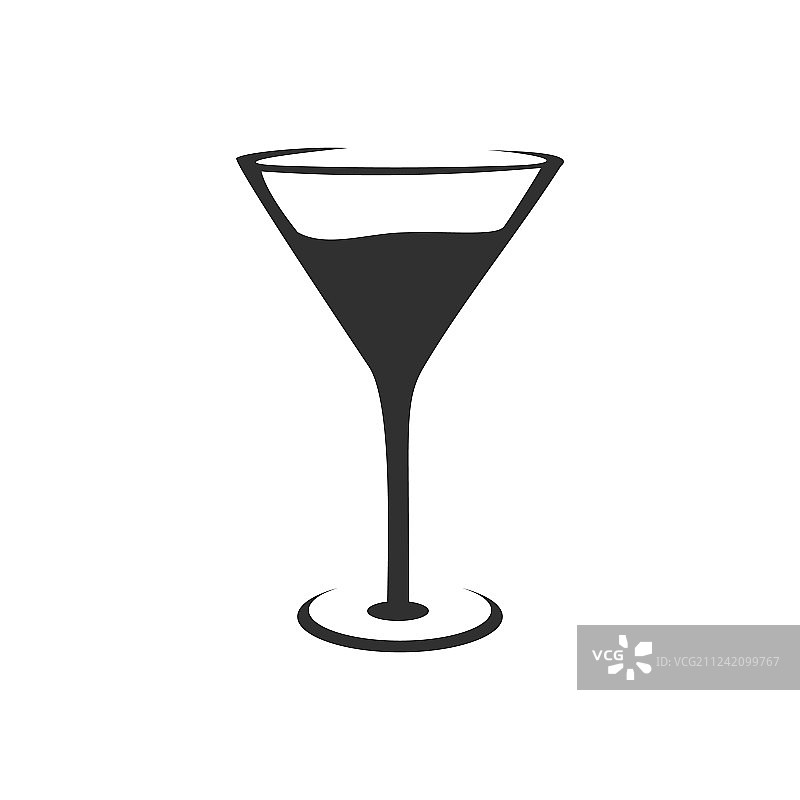 鸡尾酒杯剪影设计图片素材