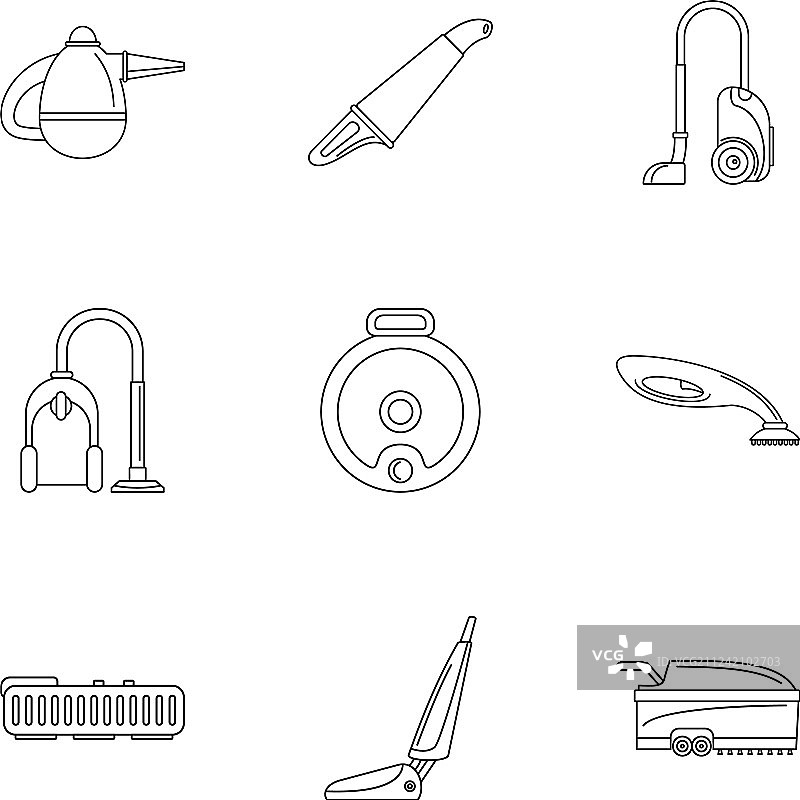 地毯清扫器图标集轮廓样式图片素材