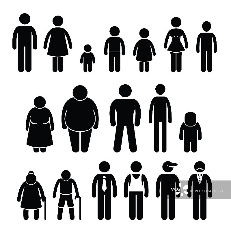 人物角色：男人、女人和儿童图片素材