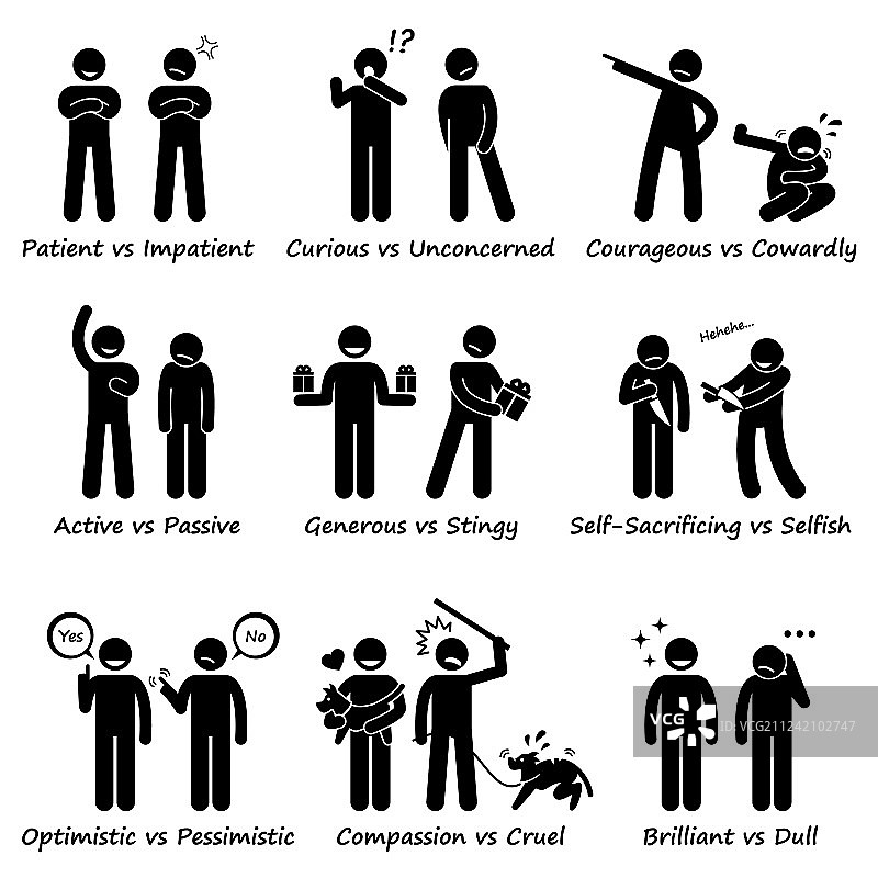 人类个性与对立价值观图片素材