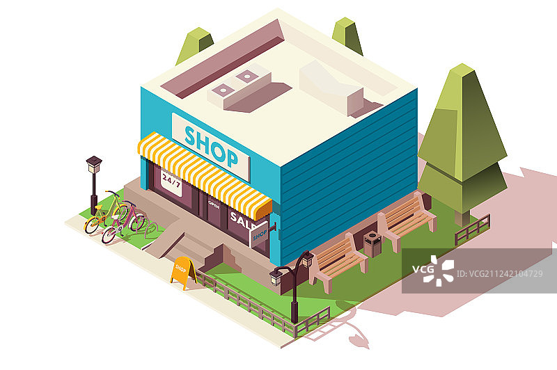 带自行车停车位的大型超市图片素材