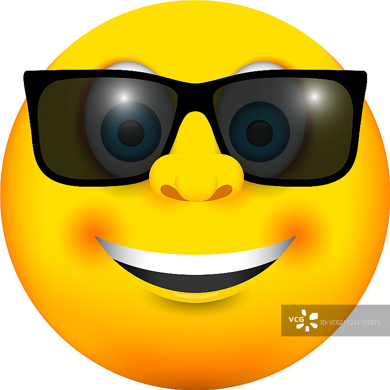 微笑表情符号太阳镜图标图片素材