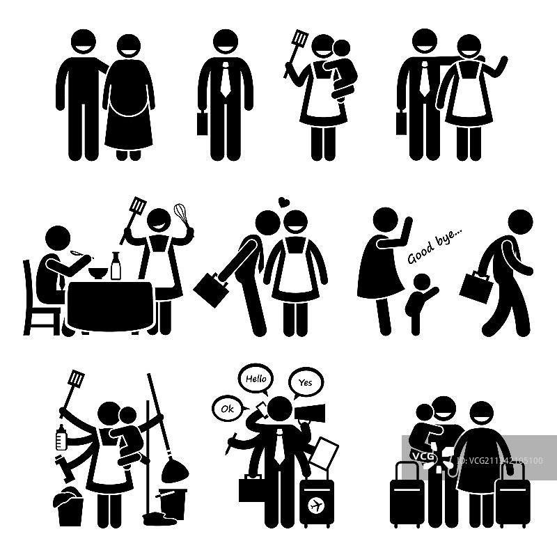 忙碌的幸福家庭夫妻生活图片素材