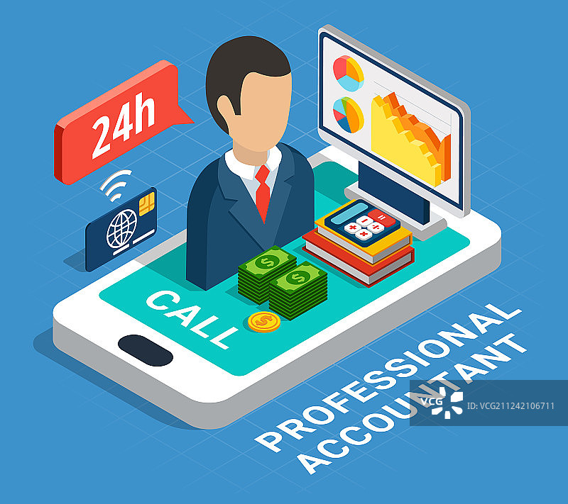 专业会计师2.5D构图图片素材