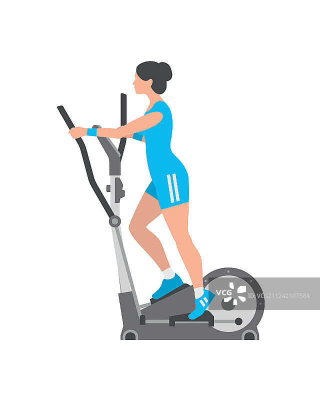在椭圆机上跑步的女人图片素材