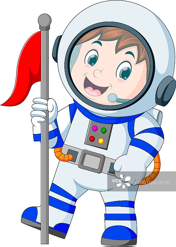 白色背景上的宇航员，身穿白色太空服图片素材