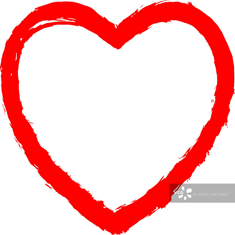 红色爱心轮廓笔触素描图片素材