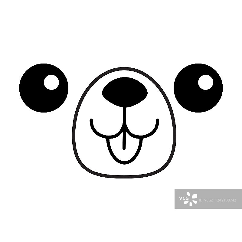 快乐的方脸狗头像轮廓线图片素材