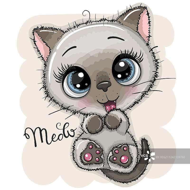 可爱卡通大眼小猫图片素材