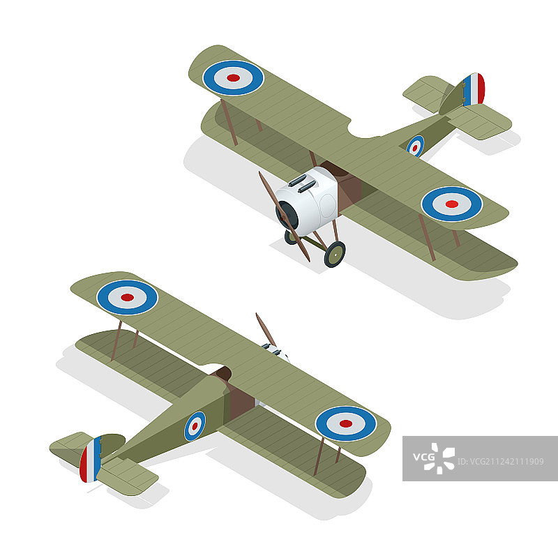 2.5D小型飞机或老式双翼飞机图片素材