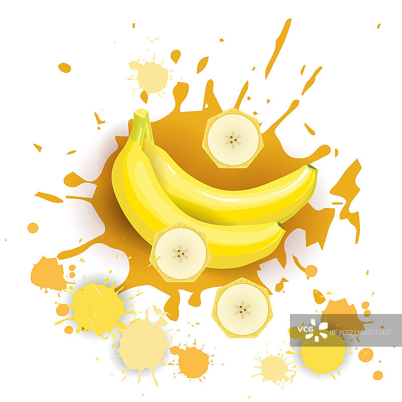 水彩飞溅香蕉水果Logo设计图片素材