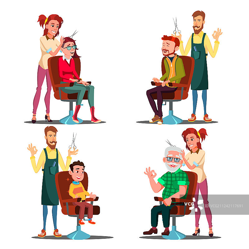 理发师和青少年男孩图片素材