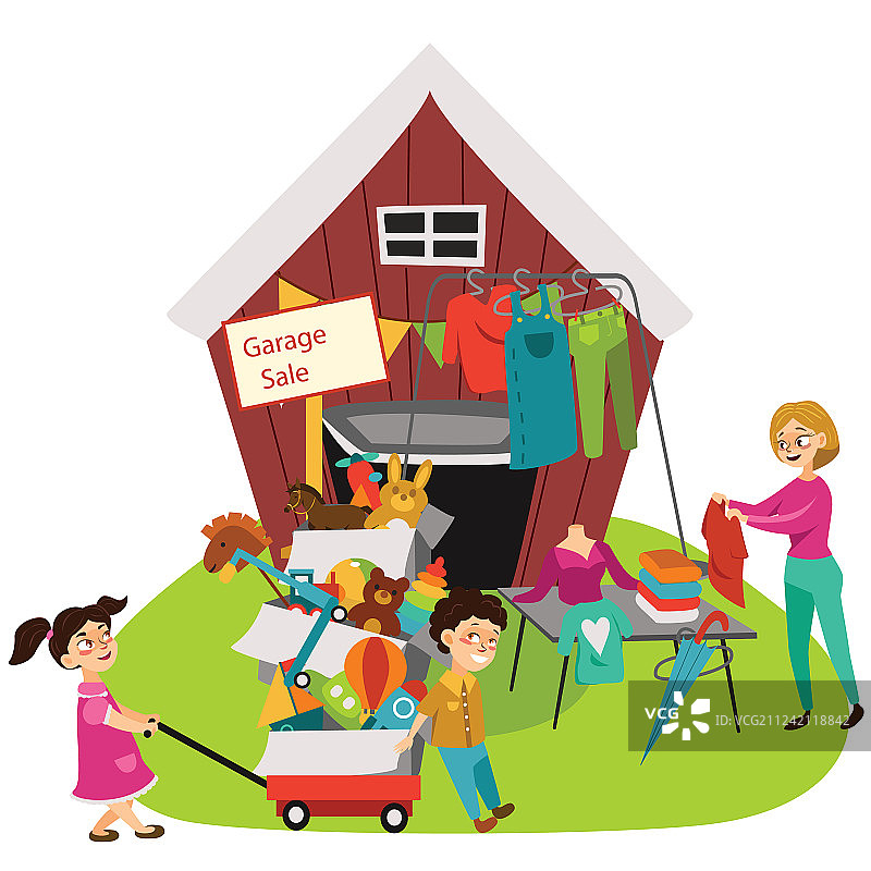 车库甩卖：卖家低价出售旧货图片素材