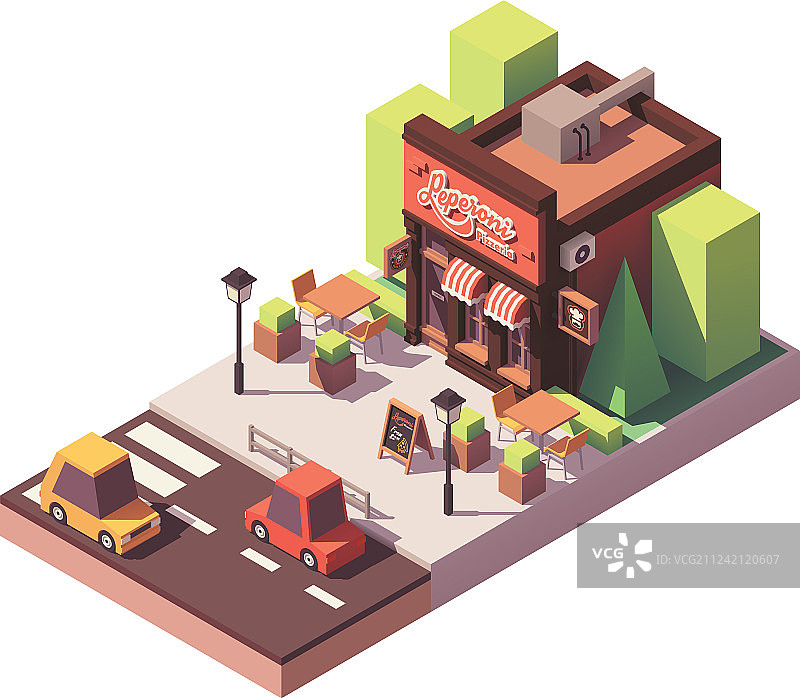 2.5D披萨店建筑图片素材