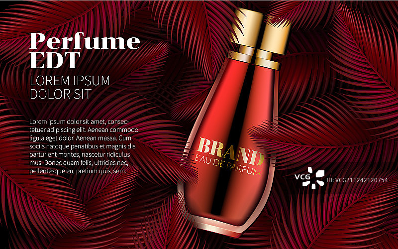 香水瓶模板甜美红叶设计艺术图片素材