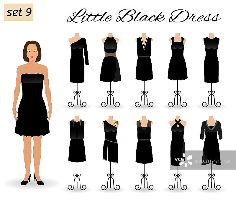 小黑裙时尚女性套装图片素材