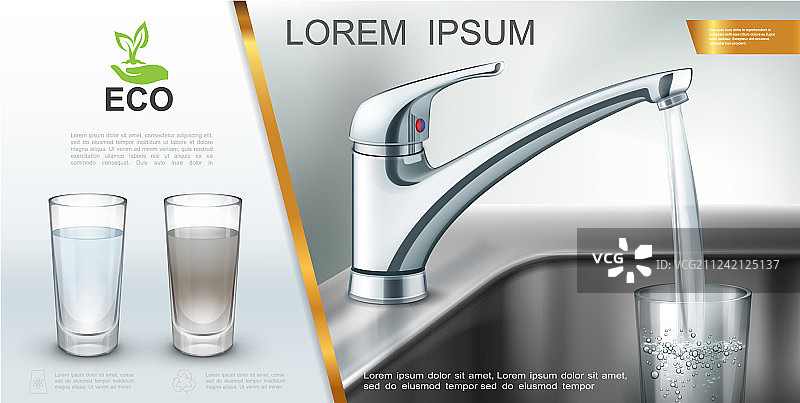 逼真节约用水生态模板图片素材