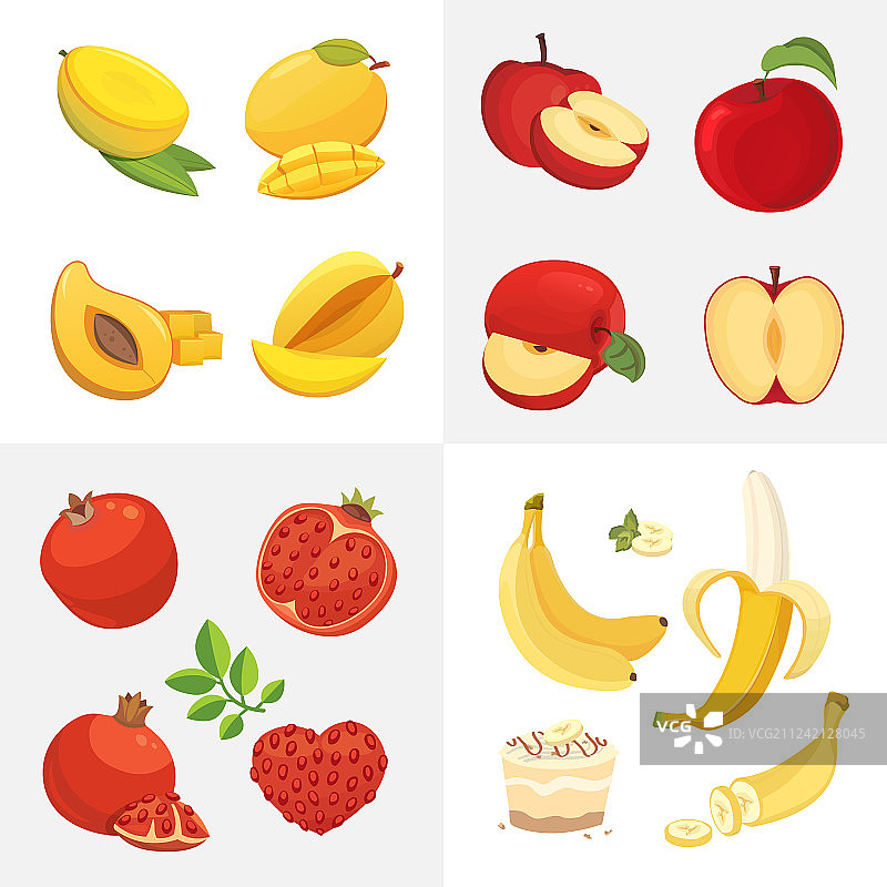 新鲜卡通风格素食图标图片素材