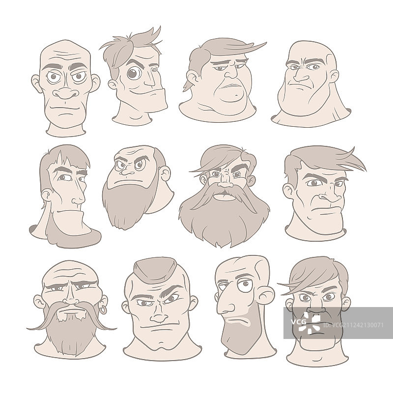 不同表情的严肃男人面部合集图片素材