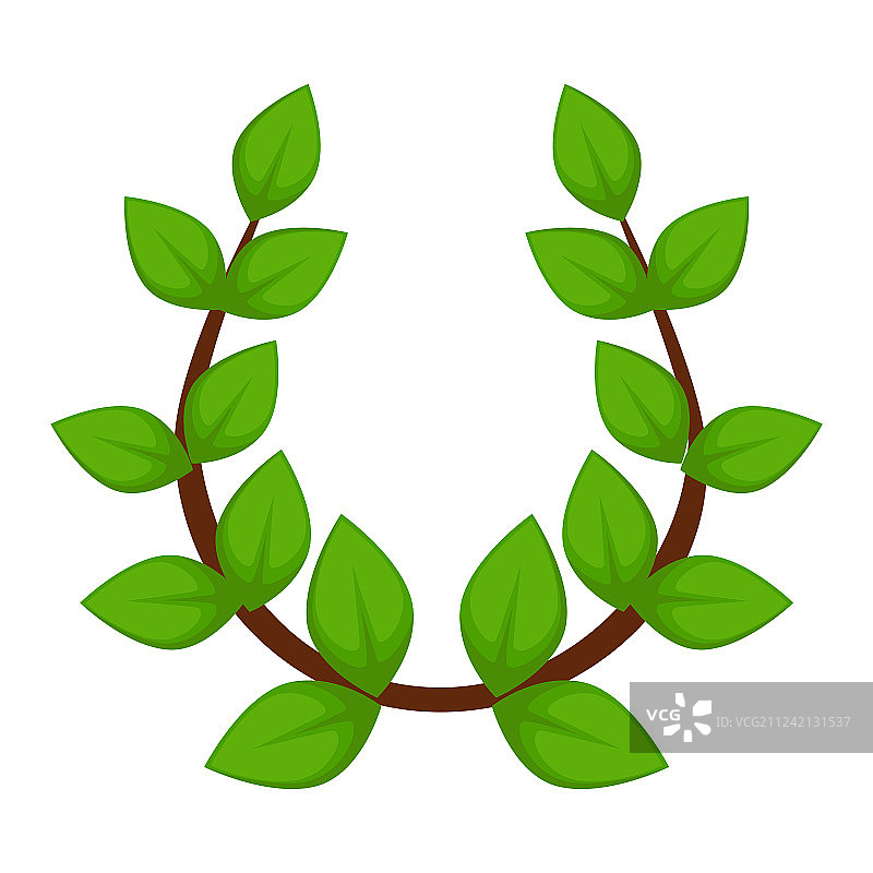 带有树叶的月桂花环树枝（古代风格）图片素材