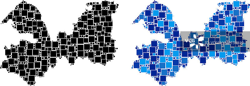 蓝色版列宁格勒州地图虚线图片素材