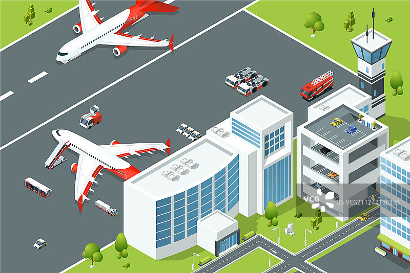 机场控制塔与飞机图片素材